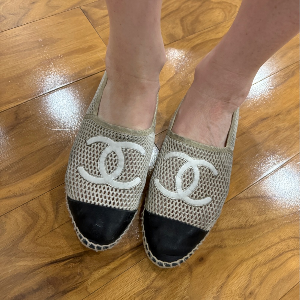 Chanel Mesh Logo Flats
